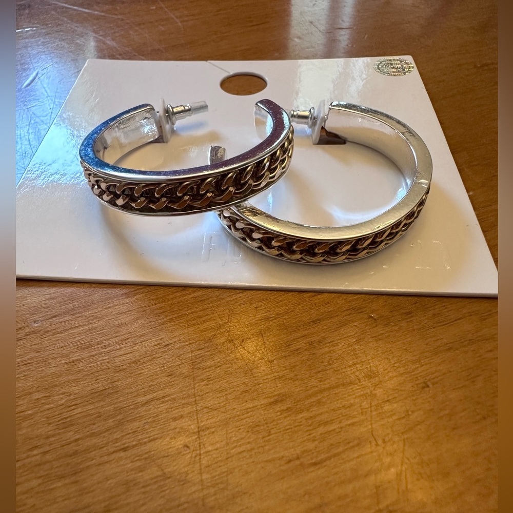 Silver and gold tone earrings